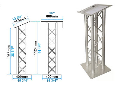 lectern or podium for presentation made with light weight aluminum truss