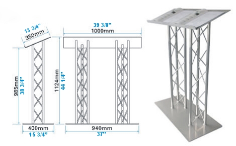 extra large wide top aluminum truss lectern for presentaions 