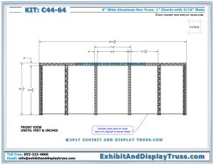 Front View Dimensions for Step and Repeat Sign and Banner Wall for Trade Shows